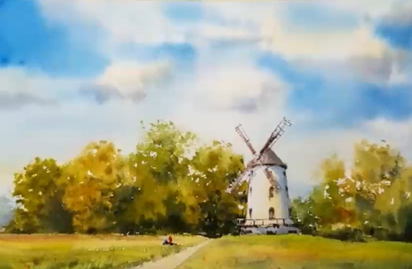 Акварельный пейзаж _Дрезденская мельница_ - Лойтло_0.jpg